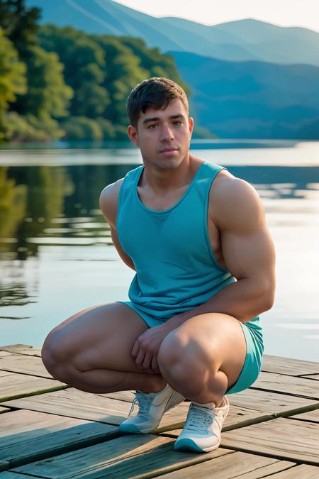 00013-3507451473-from the side, photo of dantaiperson  _lora_dan_tai-09_0.8_ squatting, wearing a well-fitted teal tank top, wearing tight khaki.png